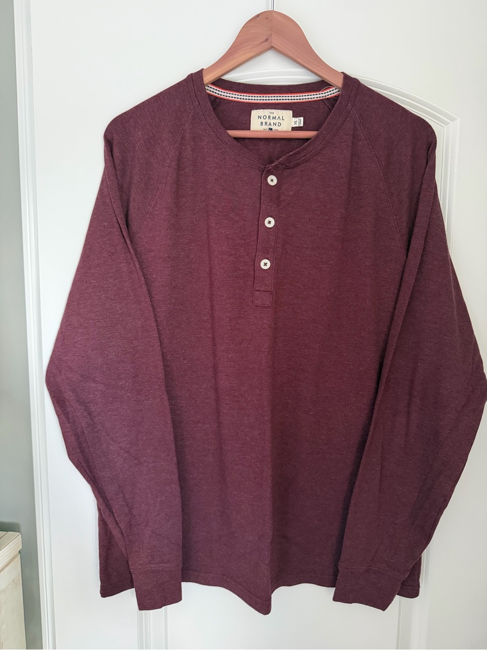 The Normal Brand Long-Sleeve Henley - Maroon